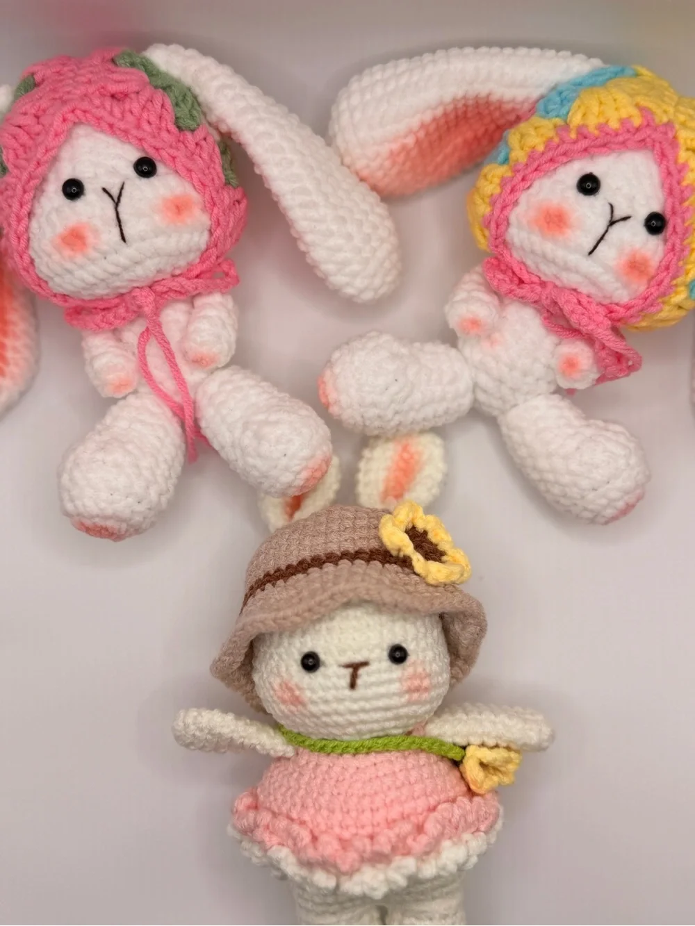 Handmade Plush Bunny Toy in Aqua and Caramel - Cute Crochet Small Pet Accessory